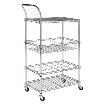 4 Tier New Type Home Kitchen Wire Rolling Cart 14"D X 24"W X 48"H