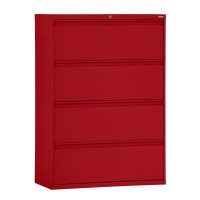 Office School Bank 4 Drawers Red Lockable File Hanging Storage Cabinet