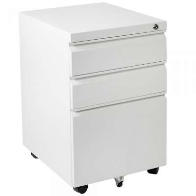 Can Be Placed Under The Table White Metal 3 Drawer Lockable File Cabinet